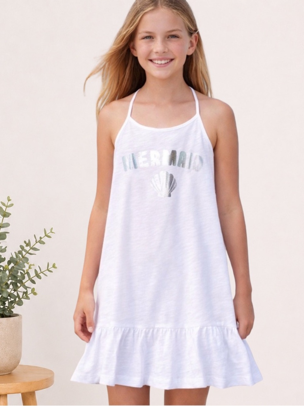 Girls Children’s Place XL 14/16 White Swim Cover Up Dress “Mermaid”